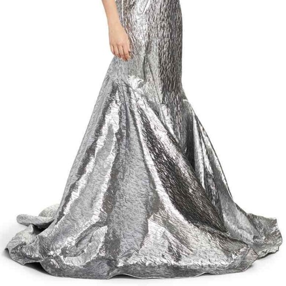 MAC DUGGAL STRAPLESS LAME MERMAID MERCURY GOWN sz 2 - Picture 8 of 8